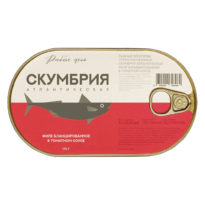 Скумбрия атлантическая филе бланшированная в томатном соусе